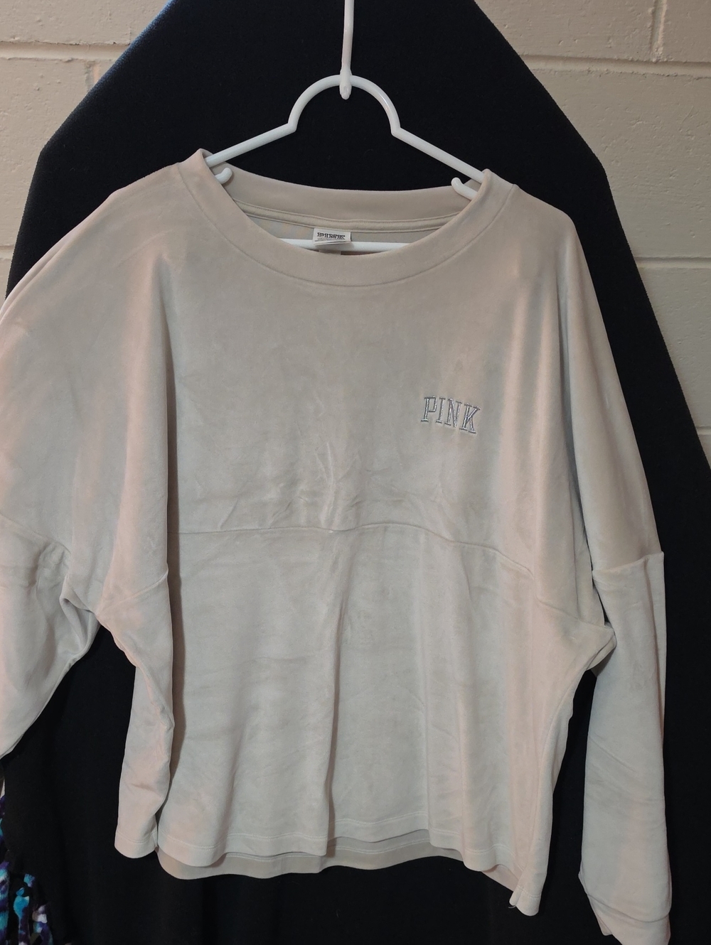 PINK Victoria's Secret Oversized Crewneck Sweatshirt in Light Taupe
